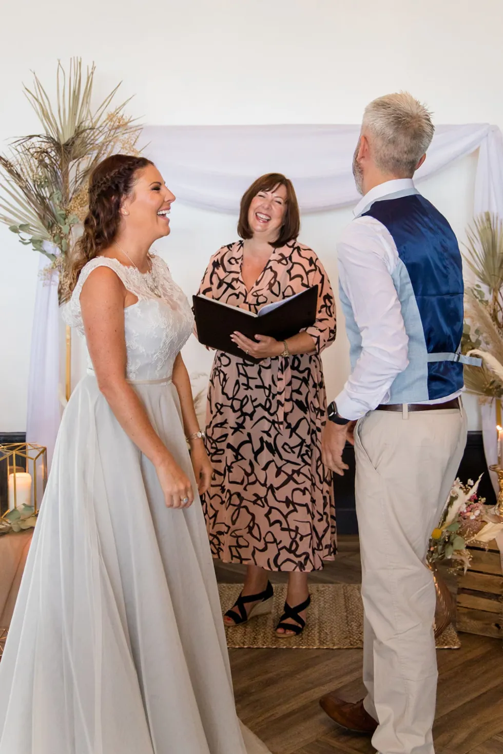 wedding celebrant ceremony with bride and groom